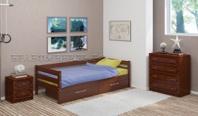 Кровать одинарная ГЛОРИЯ из массива сосны  900*2000 (Орех) в Бердске - berdsk.katalogmebeli.com | фото