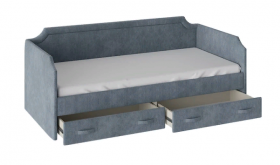 Кровать с мягкой обивкой и ящиками «Кантри» Тип 1 (900) (Замша синяя) в Бердске - berdsk.katalogmebeli.com | фото 2
