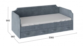 Кровать с мягкой обивкой и ящиками «Кантри» Тип 1 (900) (Замша синяя) в Бердске - berdsk.katalogmebeli.com | фото 3