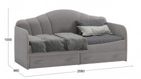 Кровать с мягкой спинкой и ящиками «Сабрина» 900 Светло-серый в Бердске - berdsk.katalogmebeli.com | фото 3
