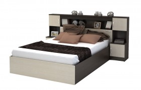 Кровать с прикроватным блоком КР 552 Спальня Basya (венге/белфорт) в Бердске - berdsk.katalogmebeli.com | фото