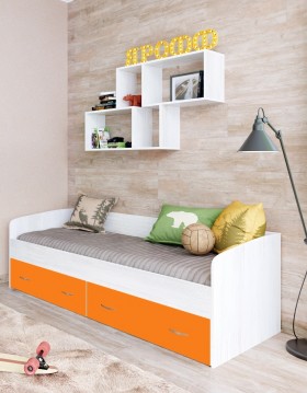 Кровать с выкатными ящиками Винтерберг/Оранжевый в Бердске - berdsk.katalogmebeli.com | фото 1