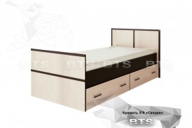 Кровать Сакура с настилом и ящиками 0,9 (Венге/Лоредо) в Бердске - berdsk.katalogmebeli.com | фото 1