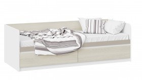 Кровать «Сканди» с 2 ящиками Дуб Гарден/Белый/Глиняный серый в Бердске - berdsk.katalogmebeli.com | фото 1