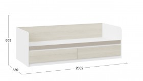 Кровать «Сканди» с 2 ящиками Дуб Гарден/Белый/Глиняный серый в Бердске - berdsk.katalogmebeli.com | фото 3