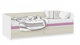 Кровать «Сканди» с 2 ящиками Дуб Гарден/Белый/Лиловый в Бердске - berdsk.katalogmebeli.com | фото 1