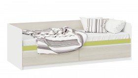 Кровать «Сканди» с 2 ящиками Дуб Гарден/Белый/Зеленый в Бердске - berdsk.katalogmebeli.com | фото