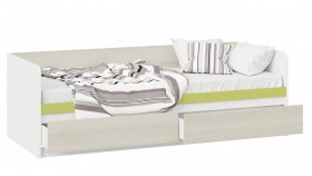 Кровать «Сканди» с 2 ящиками Дуб Гарден/Белый/Зеленый в Бердске - berdsk.katalogmebeli.com | фото 2