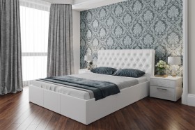 Кровать «Скарлет» с мягким изголовьем (1400) (Белая) в Бердске - berdsk.katalogmebeli.com | фото 2