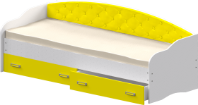 Кровать Софа-7 с мягкой спинкой (800х1900) Белый/Желтый в Бердске - berdsk.katalogmebeli.com | фото 1