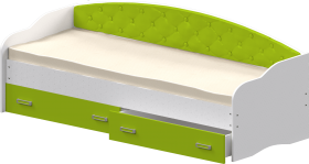 Кровать Софа-7 с мягкой спинкой (800х1900) Белый/Лайм в Бердске - berdsk.katalogmebeli.com | фото