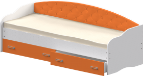 Кровать Софа-7 с мягкой спинкой (800х1900) Белый/Оранжевый в Бердске - berdsk.katalogmebeli.com | фото