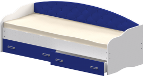 Кровать Софа-7 с мягкой спинкой (800х1900) Белый/Синий в Бердске - berdsk.katalogmebeli.com | фото