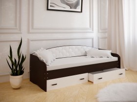 Кровать Софа-7 с мягкой спинкой (800х1900) Венге/ Белый в Бердске - berdsk.katalogmebeli.com | фото 1