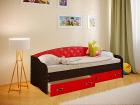 Кровать Софа-7 с мягкой спинкой (800х1900) Венге/Красный в Бердске - berdsk.katalogmebeli.com | фото