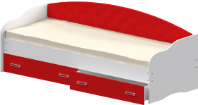 Кровать Софа-7 с мягкой спинкой (800х2000) Белый/Красный в Бердске - berdsk.katalogmebeli.com | фото 1