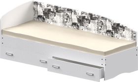 Кровать Софа-9 с мягкой спинкой с рисунком Милана (900х1900) Белый в Бердске - berdsk.katalogmebeli.com | фото