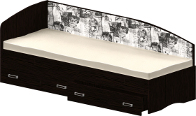 Кровать Софа-9 с мягкой спинкой с рисунком Милана (900х1900) Венге в Бердске - berdsk.katalogmebeli.com | фото 1