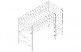Кровать Соня вариант 5 полувысокая с прямой лестницей белый полупрозрачный в Бердске - berdsk.katalogmebeli.com | фото 3