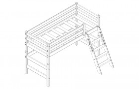 Кровать Соня вариант 6 полувысокая с наклонной лестницей Белый полупрозрачный в Бердске - berdsk.katalogmebeli.com | фото 3