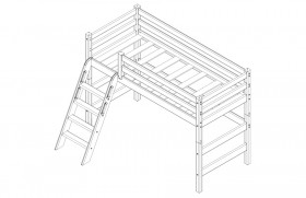 Кровать Соня вариант 6 полувысокая с наклонной лестницей Белый полупрозрачный в Бердске - berdsk.katalogmebeli.com | фото 4