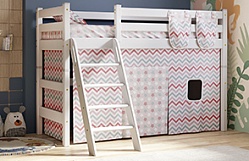Кровать Соня вариант 6 полувысокая с наклонной лестницей Белый полупрозрачный в Бердске - berdsk.katalogmebeli.com | фото