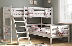 Кровать Соня вариант 8 угловая с наклонной лестницей Белый полупрозрачный в Бердске - berdsk.katalogmebeli.com | фото