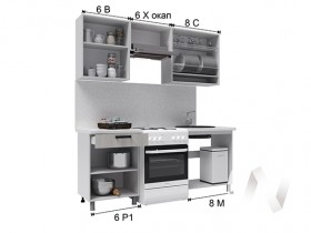 Кухня Кьяра 2.0 м с окапом (белый/карбон фарфор/26мм/дуб вотан) в Бердске - berdsk.katalogmebeli.com | фото 2