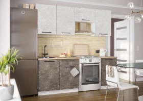 Кухонный гарнитур Нувель 2100мм белый/бетон коричневый в Бердске - berdsk.katalogmebeli.com | фото