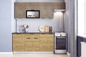 Кухонный гарнитур Стоун 2.2 (белый/камень темно-серый/акация светлая) в Бердске - berdsk.katalogmebeli.com | фото