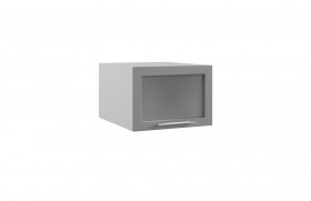 Квадро ГПГС 500 шкаф верхний горизонтальный глубокий со стеклом (Белый софт/корпус Серый) в Бердске - berdsk.katalogmebeli.com | фото