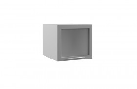 Квадро ГВПГС 500 шкаф верхний горизонтальный глубокий со стеклом высокий (Белый софт/корпус Серый) в Бердске - berdsk.katalogmebeli.com | фото