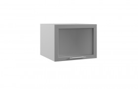 Квадро ГВПГС 600 шкаф верхний горизонтальный глубокий со стеклом высокий (Белый софт/корпус Серый) в Бердске - berdsk.katalogmebeli.com | фото