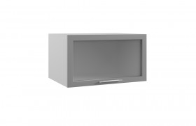 Квадро ГВПГС 800 шкаф верхний горизонтальный глубокий со стеклом высокий (Белый софт/корпус Серый) в Бердске - berdsk.katalogmebeli.com | фото