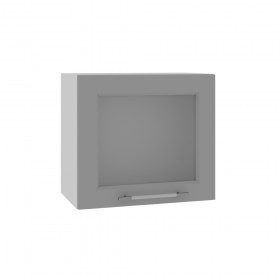 Квадро ВПГС 500 шкаф верхний горизонтальный со стеклом высокий (Белый софт/корпус Серый) в Бердске - berdsk.katalogmebeli.com | фото