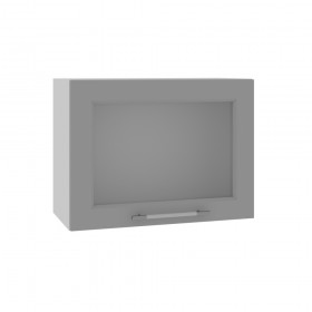 Квадро ВПГС 600 шкаф верхний горизонтальный со стеклом высокий (Белый софт/корпус Серый) в Бердске - berdsk.katalogmebeli.com | фото