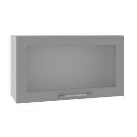 Квадро ВПГС 800 шкаф верхний горизонтальный со стеклом высокий (Белый софт/корпус Серый) в Бердске - berdsk.katalogmebeli.com | фото