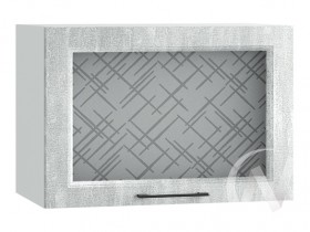 Либерти Шкаф верхний горизонтальный со стеклом ШВГС 609 (Холст грей/корпус белый) в Бердске - berdsk.katalogmebeli.com | фото
