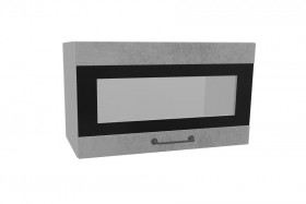 Лофт ПГСФ 600 шкаф верхний горизонтальный со стеклом и фотопечатью (Бетон светлый/корпус Серый) в Бердске - berdsk.katalogmebeli.com | фото