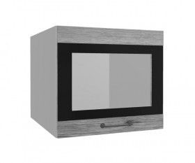 Лофт ВПГСФ 500 шкаф верхний горизонтальный со стеклом высокий с фотопечатью (Дуб майский/корпус Серый) в Бердске - berdsk.katalogmebeli.com | фото