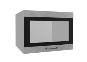 Лофт ВПГСФ 600 шкаф верхний горизонтальный со стеклом высокий с фотопечатью (Бетон светлый/корпус Серый) в Бердске - berdsk.katalogmebeli.com | фото