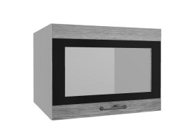 Лофт ВПГСФ 600 шкаф верхний горизонтальный со стеклом высокий с фотопечатью (Дуб майский/корпус Серый) в Бердске - berdsk.katalogmebeli.com | фото