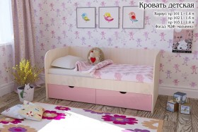 Мальвина Кровать детская 2 ящика 1.6 Розовыйй глянец в Бердске - berdsk.katalogmebeli.com | фото 1
