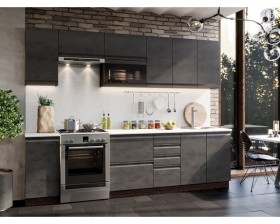 Модульная кухня Бруклин 2,8 м (Бетон черный/Венге) в Бердске - berdsk.katalogmebeli.com | фото
