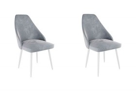 Набор стульев Милан 2 шт (серый велюр/белый) в Бердске - berdsk.katalogmebeli.com | фото 1