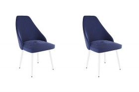 Набор стульев Милан 2 шт (синий велюр/белый) в Бердске - berdsk.katalogmebeli.com | фото 1