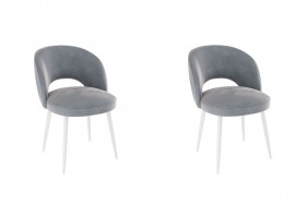 Набор стульев Моли 2 шт (серый велюр/белый) в Бердске - berdsk.katalogmebeli.com | фото 1