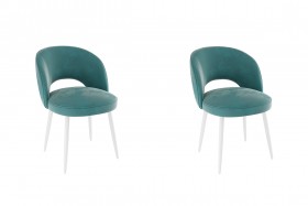 Набор стульев Моли 2 шт (зеленый велюр/белый) в Бердске - berdsk.katalogmebeli.com | фото