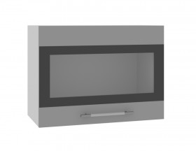 Норд ШВГС 600 Шкаф верхний горизонтальный со стеклом (Софт черный/корпус Белый) в Бердске - berdsk.katalogmebeli.com | фото