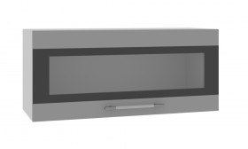 Норд ШВГС 800 Шкаф верхний горизонтальный со стеклом (Софт черный/корпус Белый) в Бердске - berdsk.katalogmebeli.com | фото